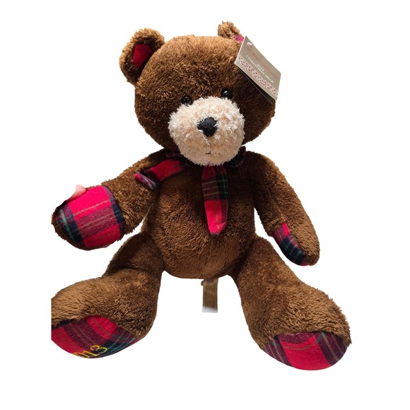 Animal Adventure Other - Animal Adventure 2013 Dillard's Christmas Bear Brown Plaid Plush Teddy Bear 14"